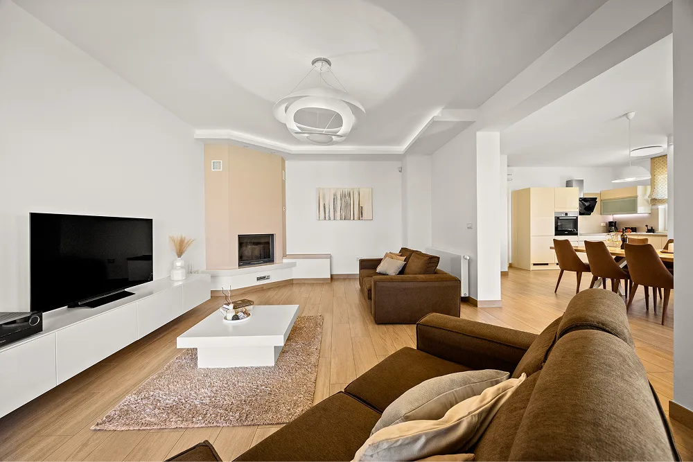 Villa Silvia Living Room with 2 sofas, TV and fireplace